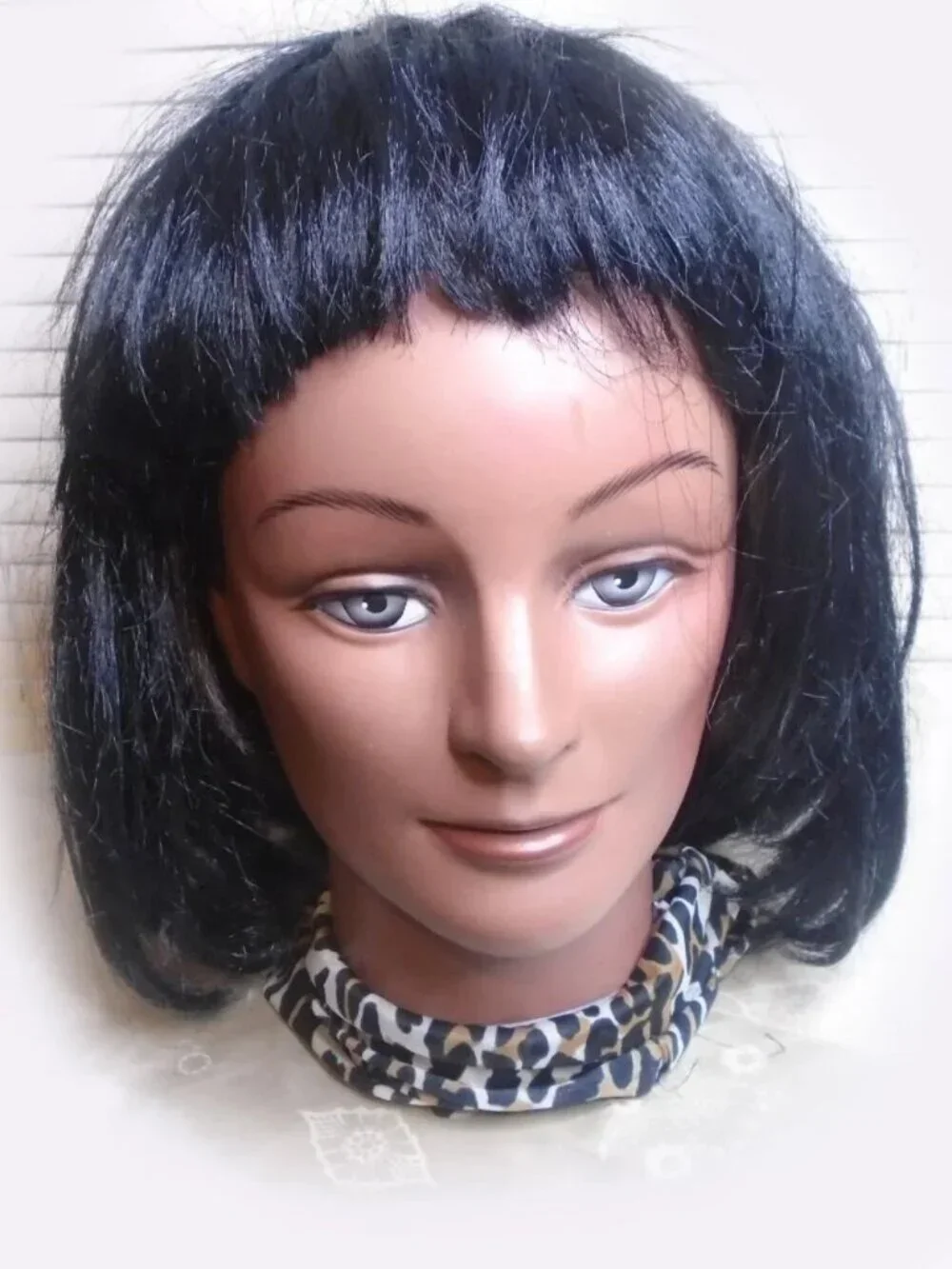 Black Hair Wig Longer Bob for 50s & 60s Styles, Indie Sleaze, Edgy Alternative